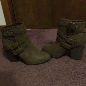 Just Fab Buckle Suede Low Boots